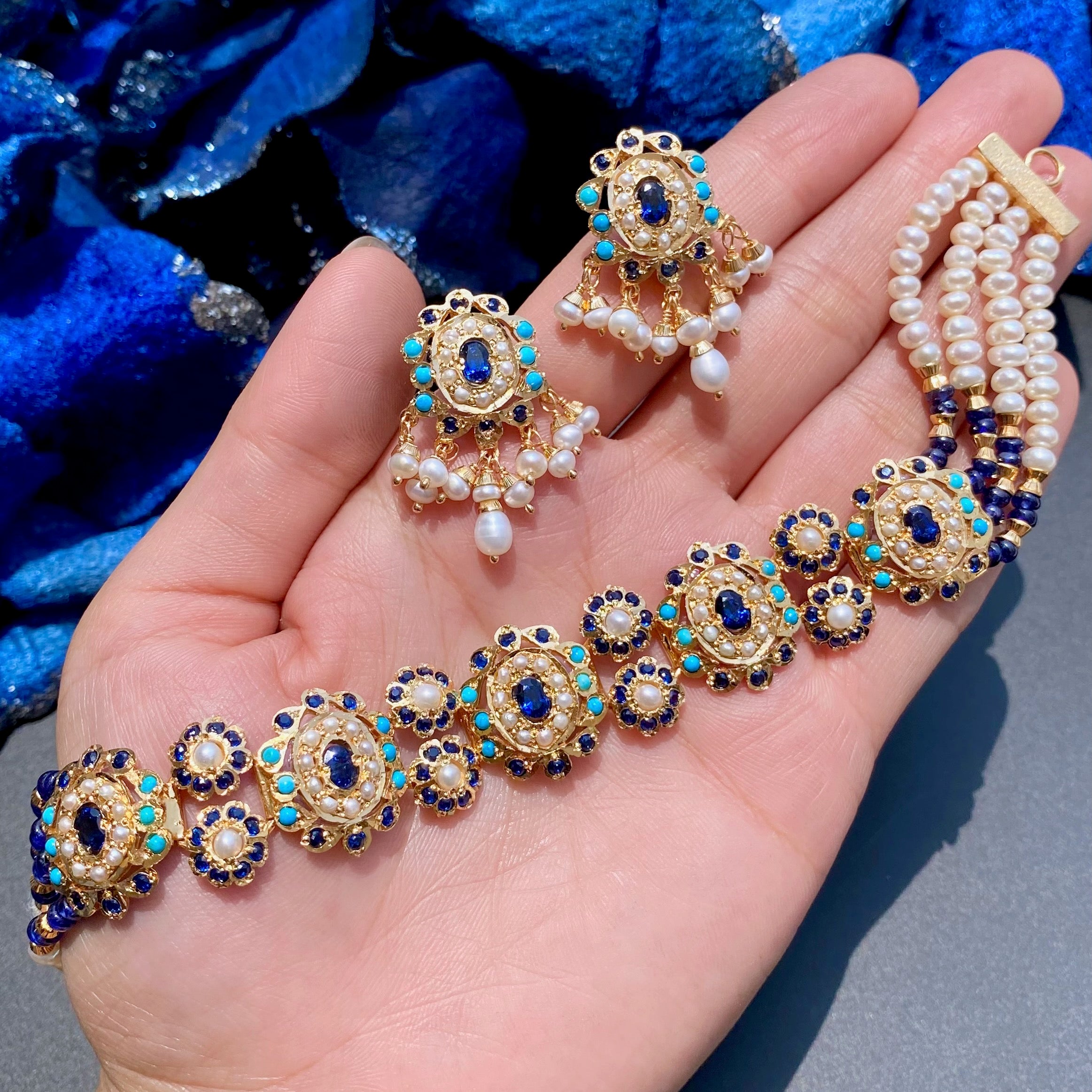 Rajasthani Choker Set | Gold Plated on Silver | Modern Design NS 526