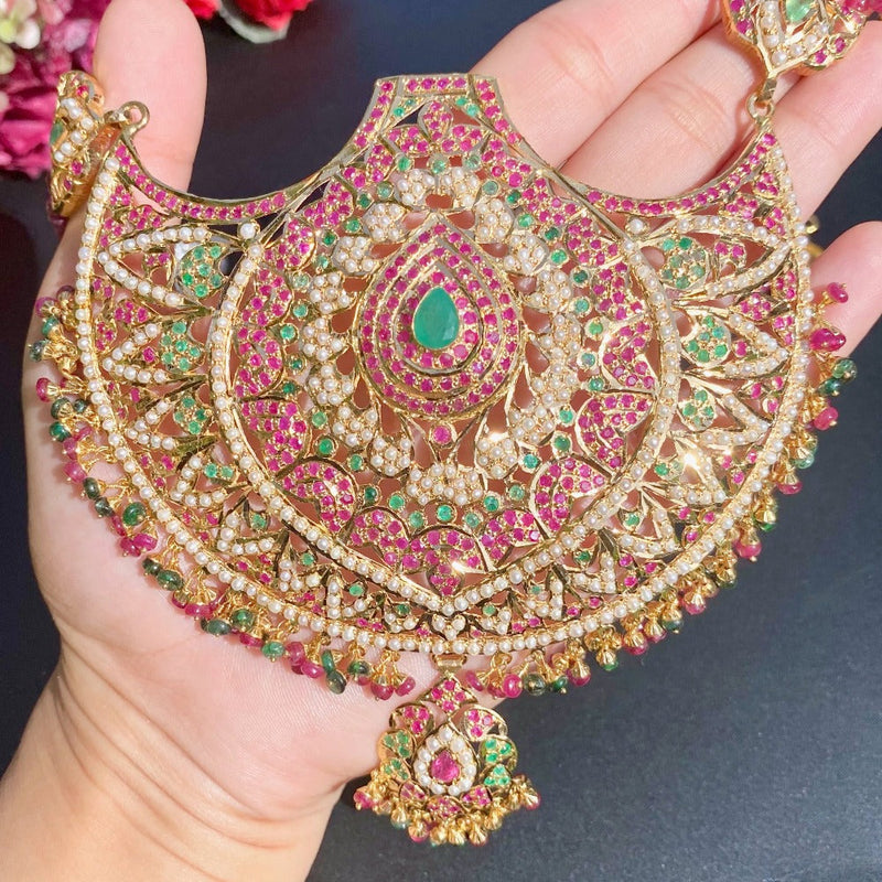 Stone Studded Rani Haar Set | 22k Gold | For Women