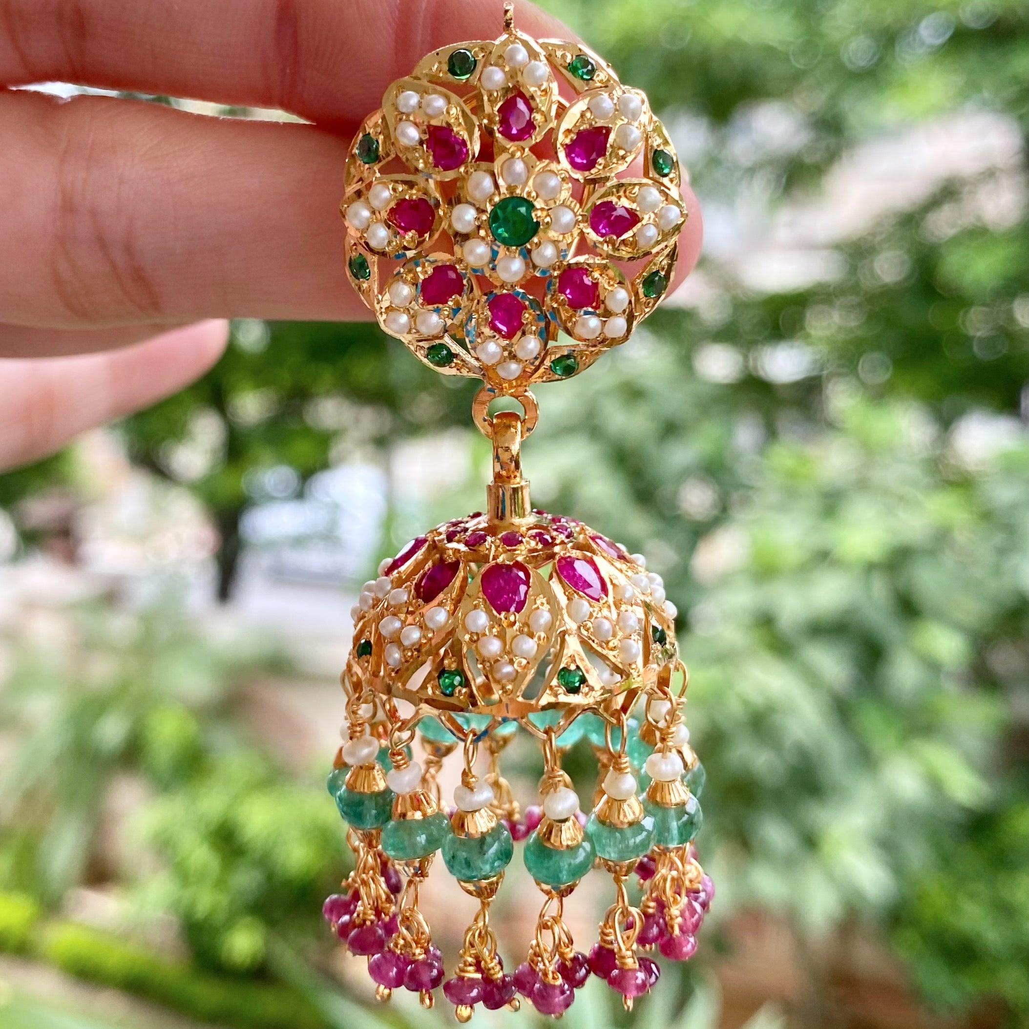 real gold like looking silver jhumka