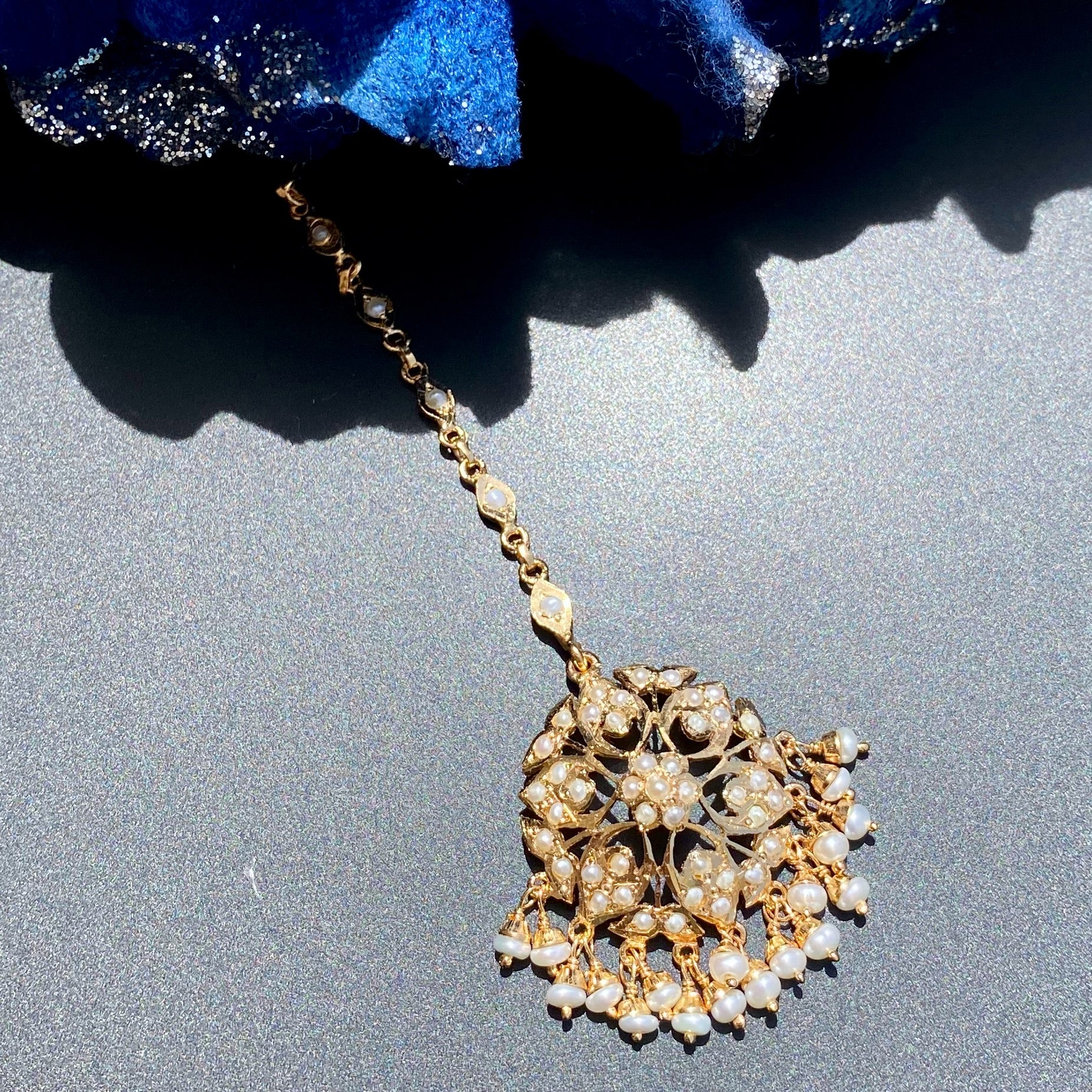 Small Round Maang Teeka | Authentic Pearls & Silver Tikka