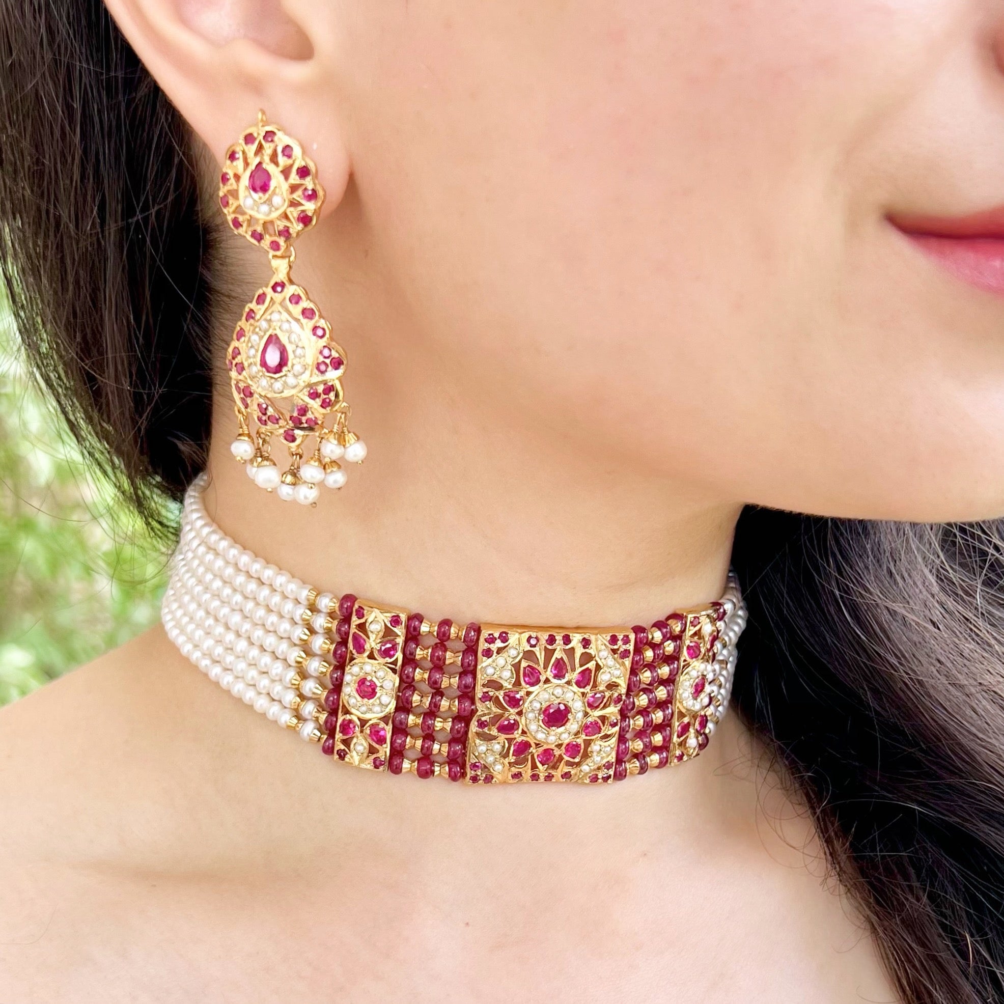ruby choker gold plated silver