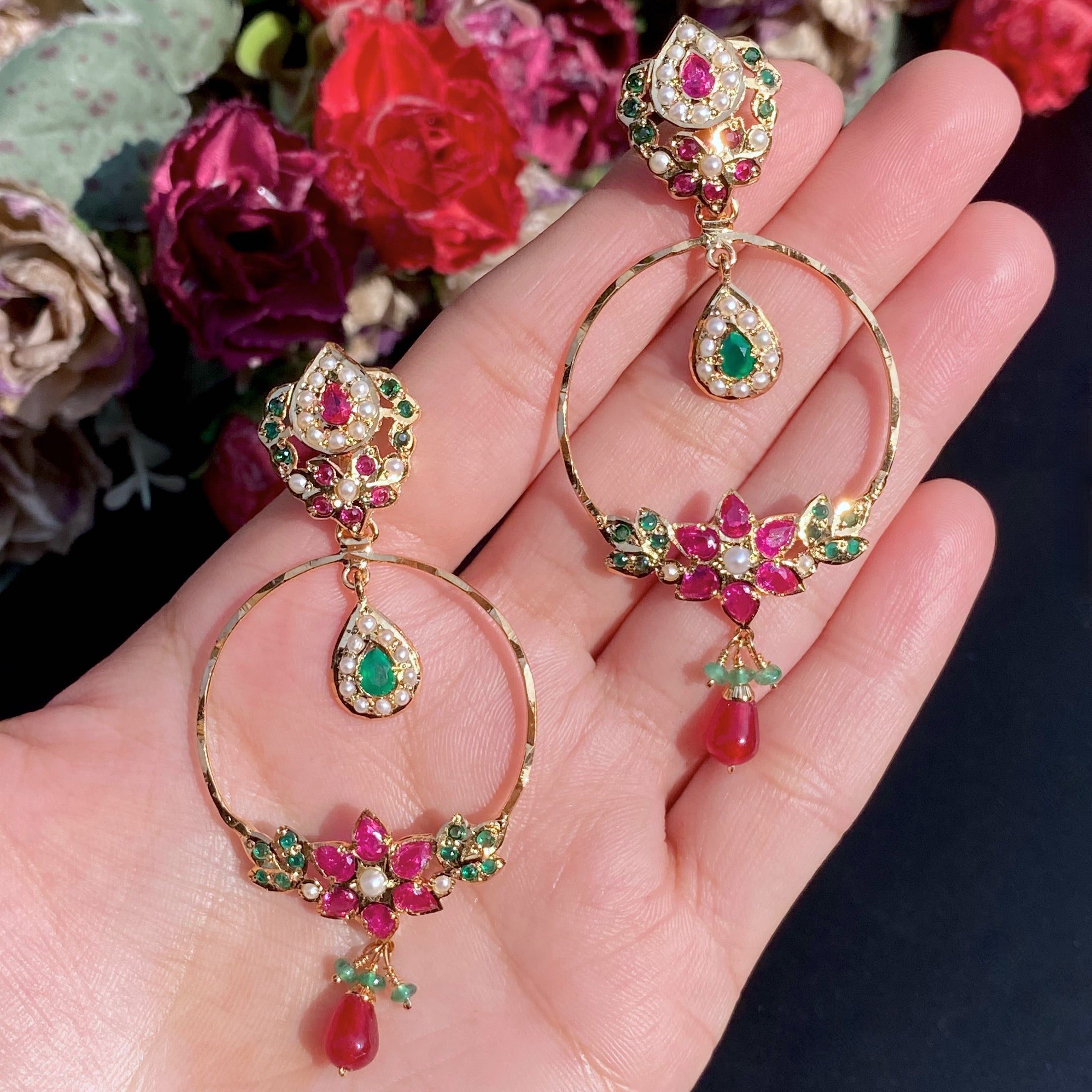 Gold Plated Chandbali Earrings | small Stone Earrings