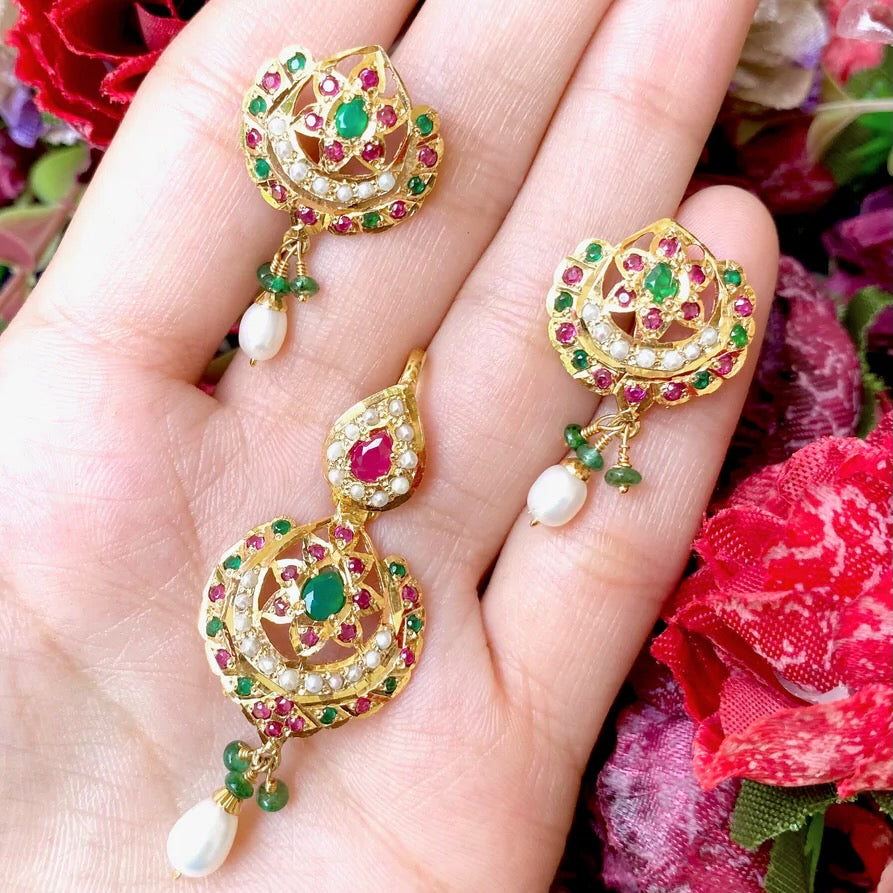ruby emerald jadau pendant