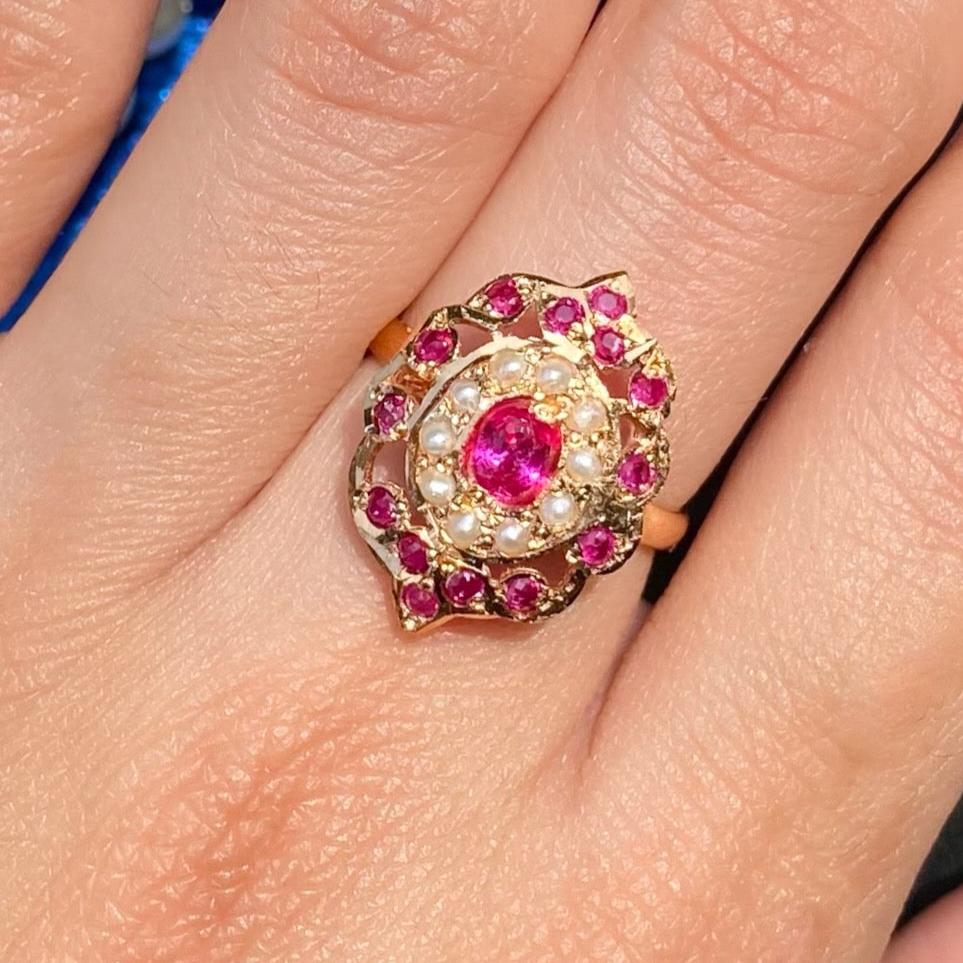 Dainty 22k Gold Plated Ring | Ruby Ring for Women | Pure 925 Silver Jewelry Gifts LR 036