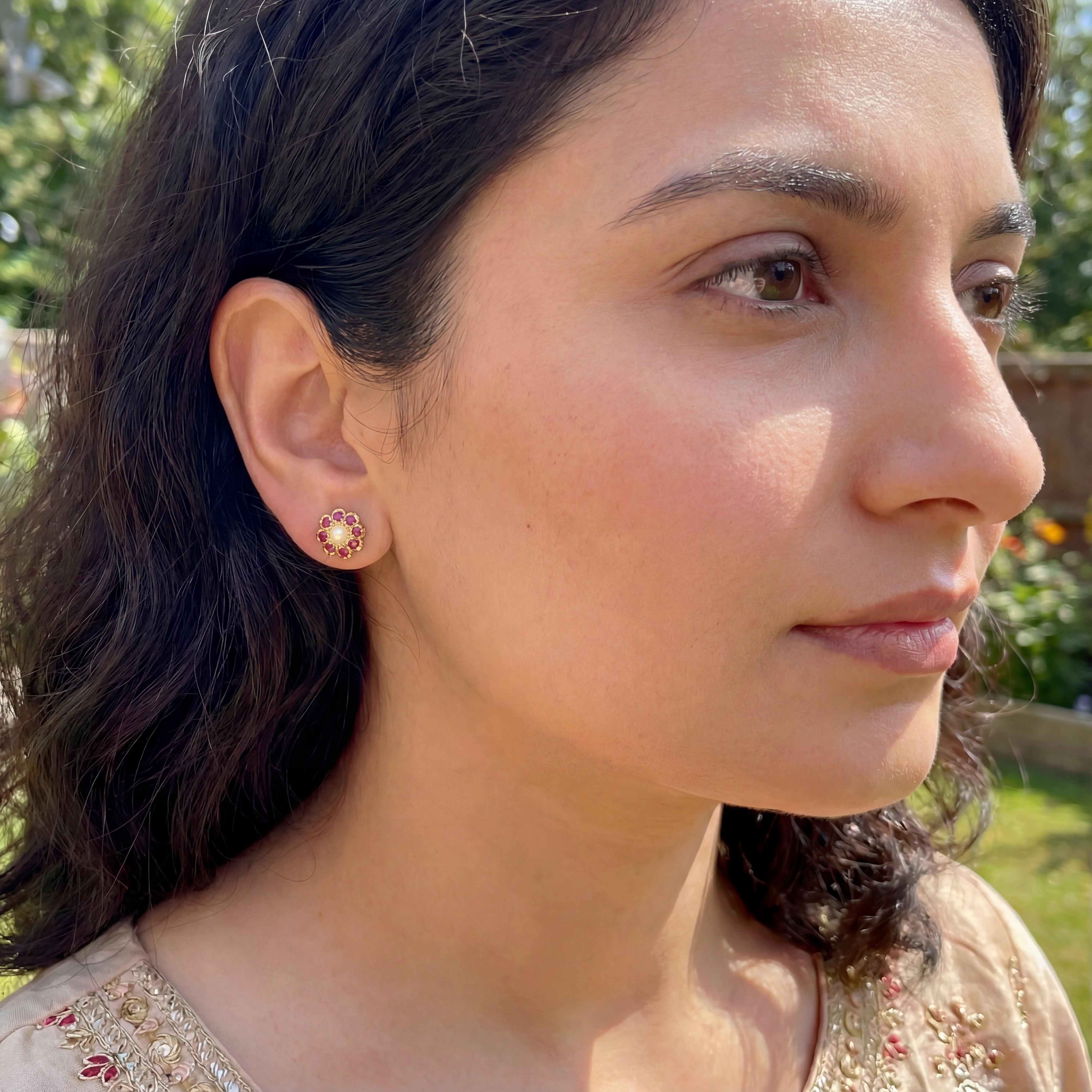 Cute Floral Tops | Dainty Earrings for Girls | Gold Plated Indian Jewelry on Silver ER 576