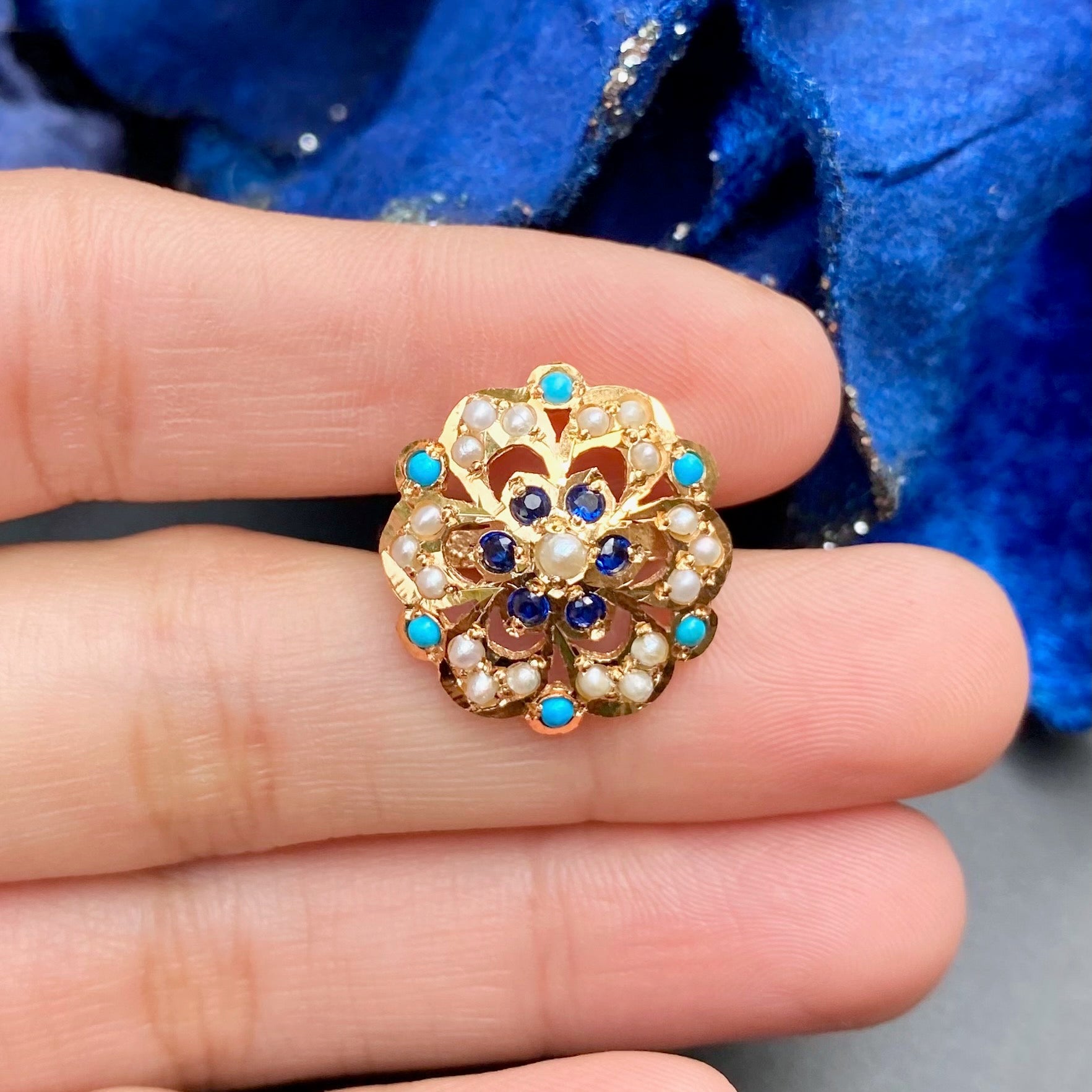 simple jadau ring on silver with gold plating