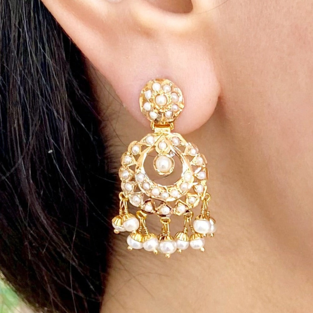 small dainty gold chandbali