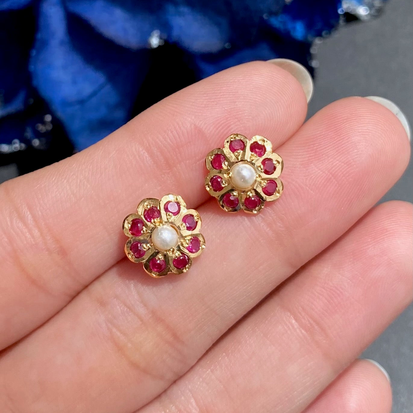 Cute Floral Tops | Dainty Earrings for Girls | Gold Plated Indian Jewelry  on Silver