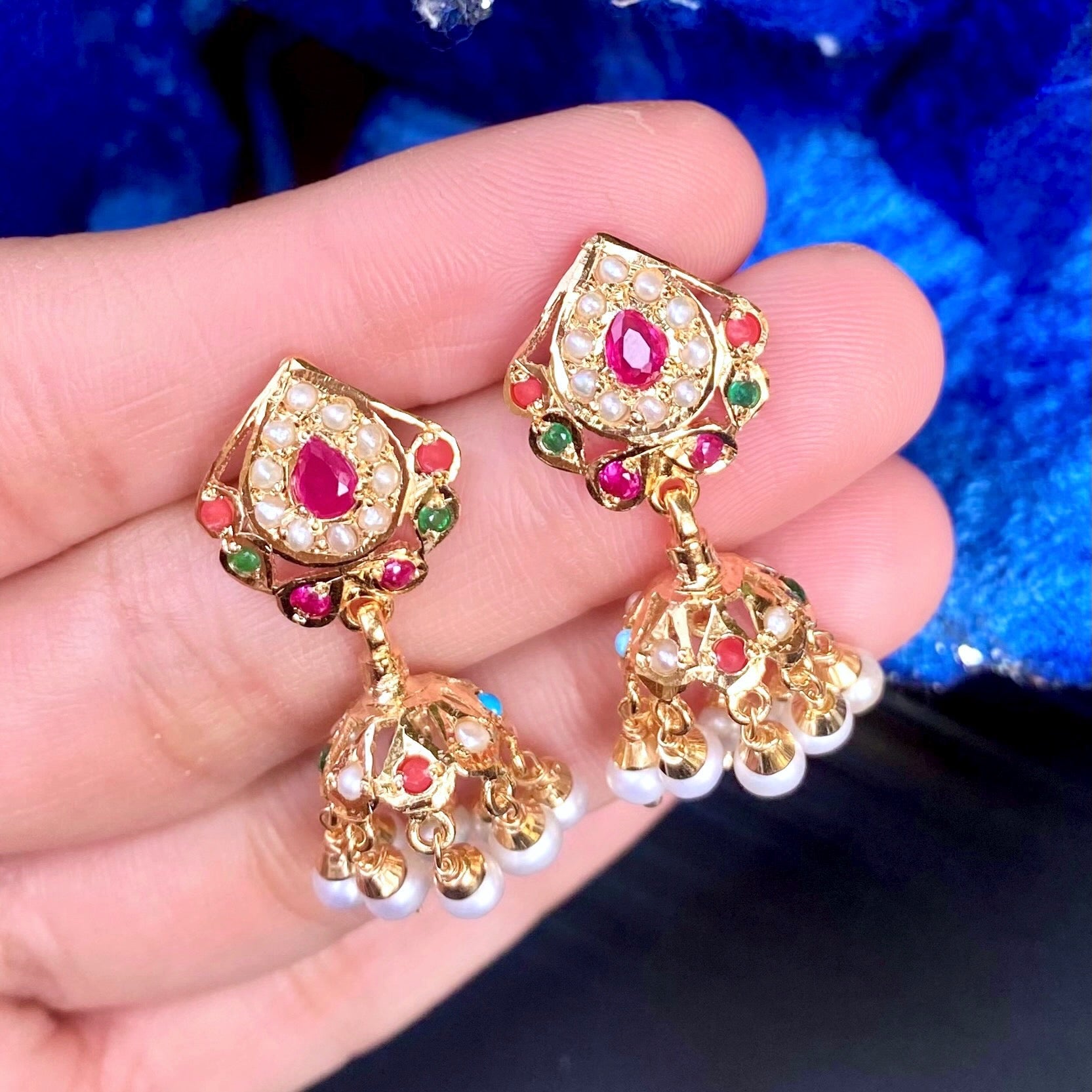 small navaratna jhumki