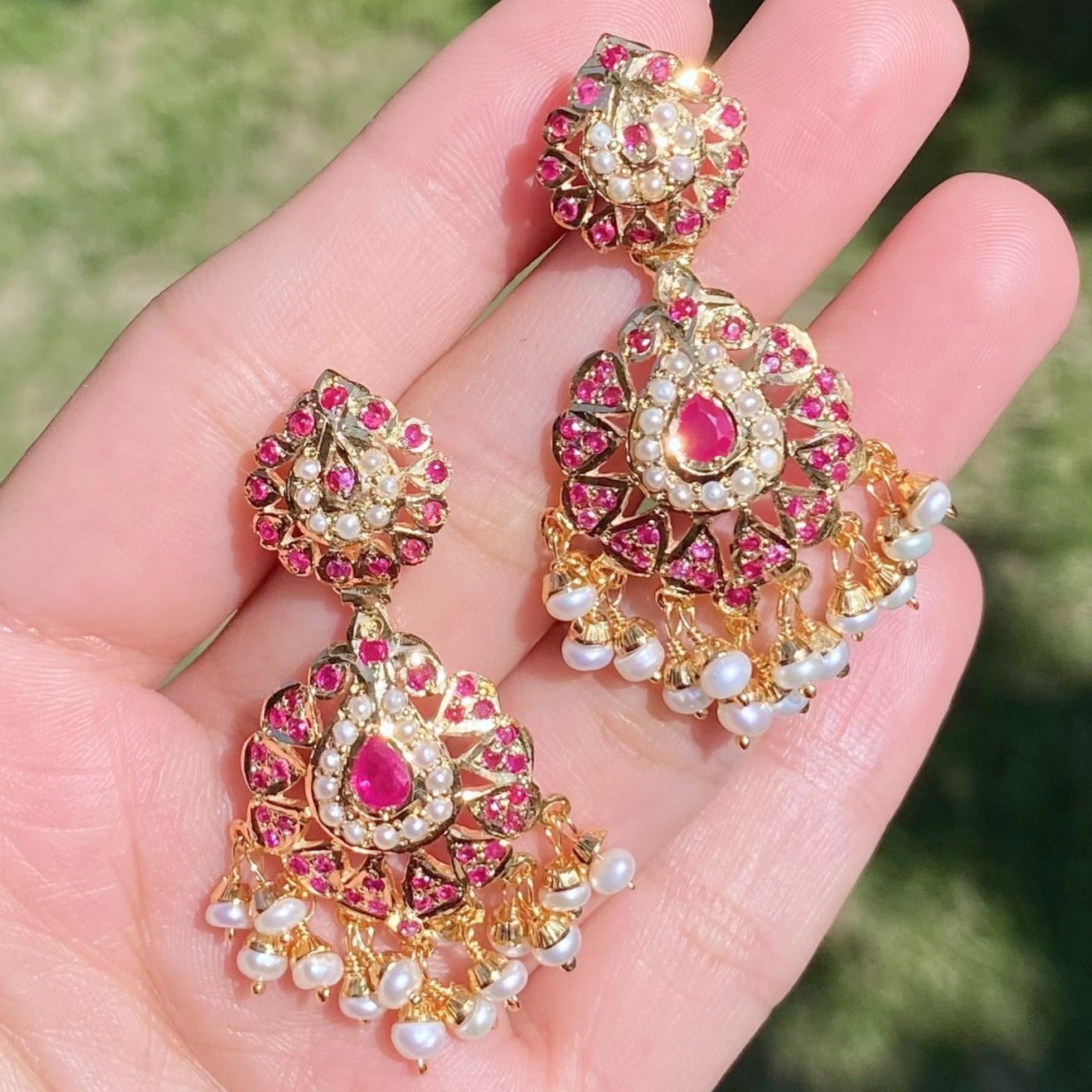 small ruby red earrings