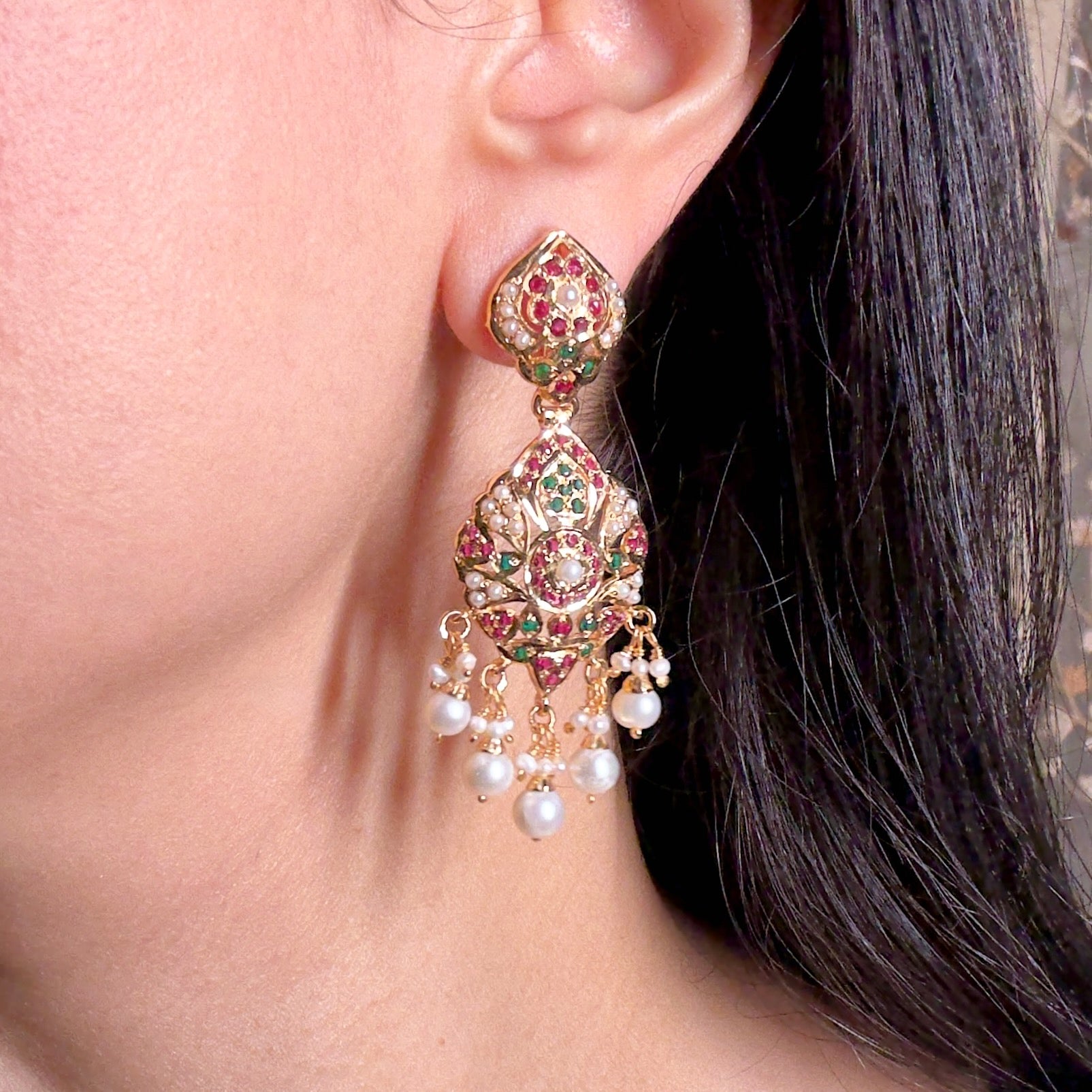 Exquisite Indian Jadau Earrings | Sober and Classy Design For Party Wear