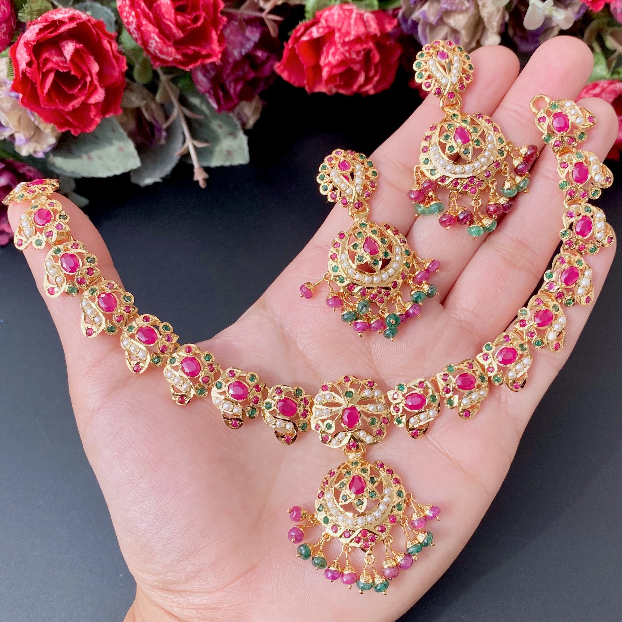 stone studded necklace