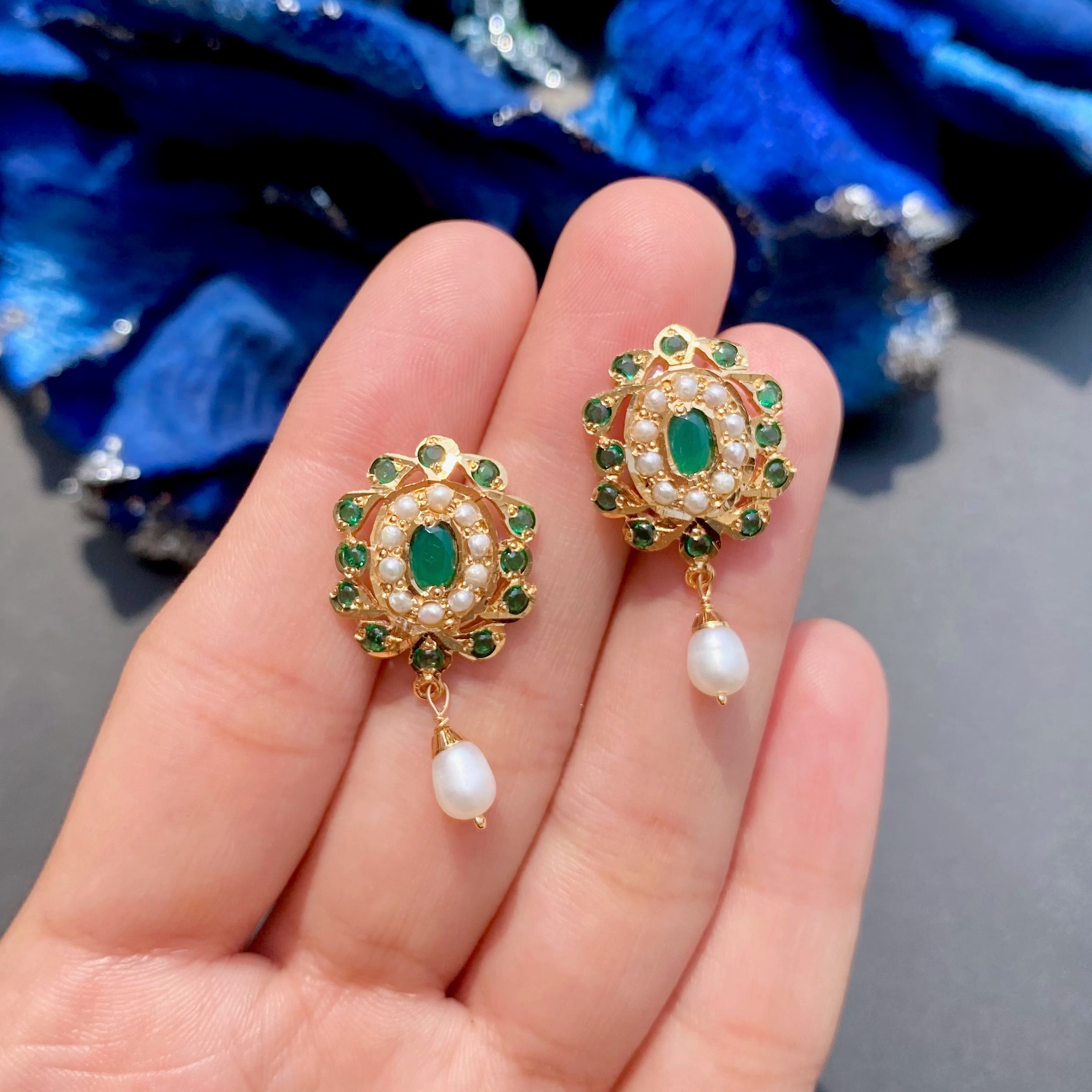 Emerald Green Jadau Tops | Gold Plated on Silver