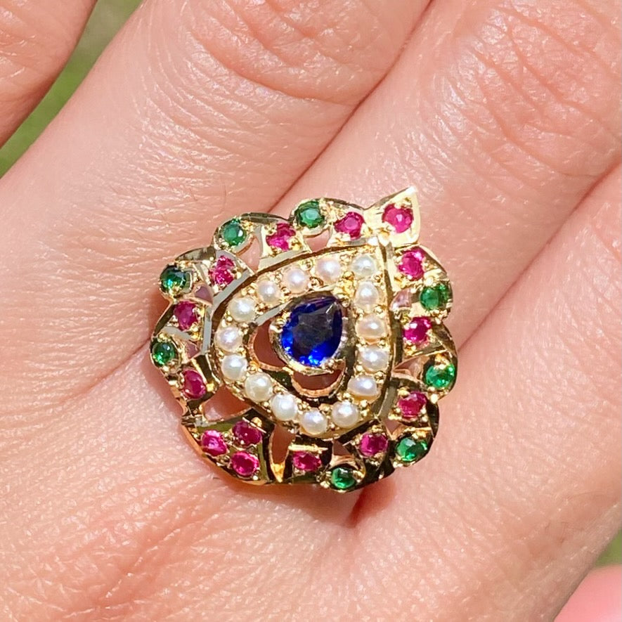 womens jadau ring gold plated