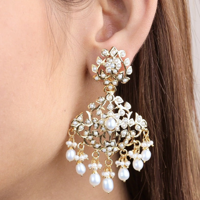 edwardian earrings studded with pearls