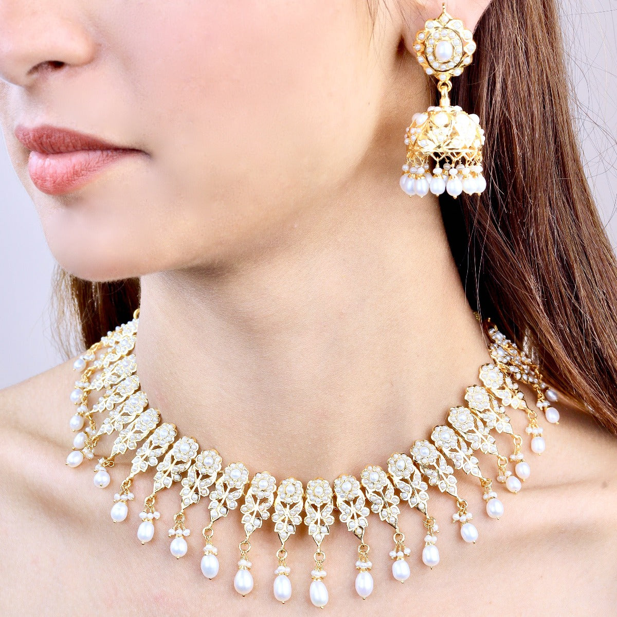 pearl necklace with jhumka