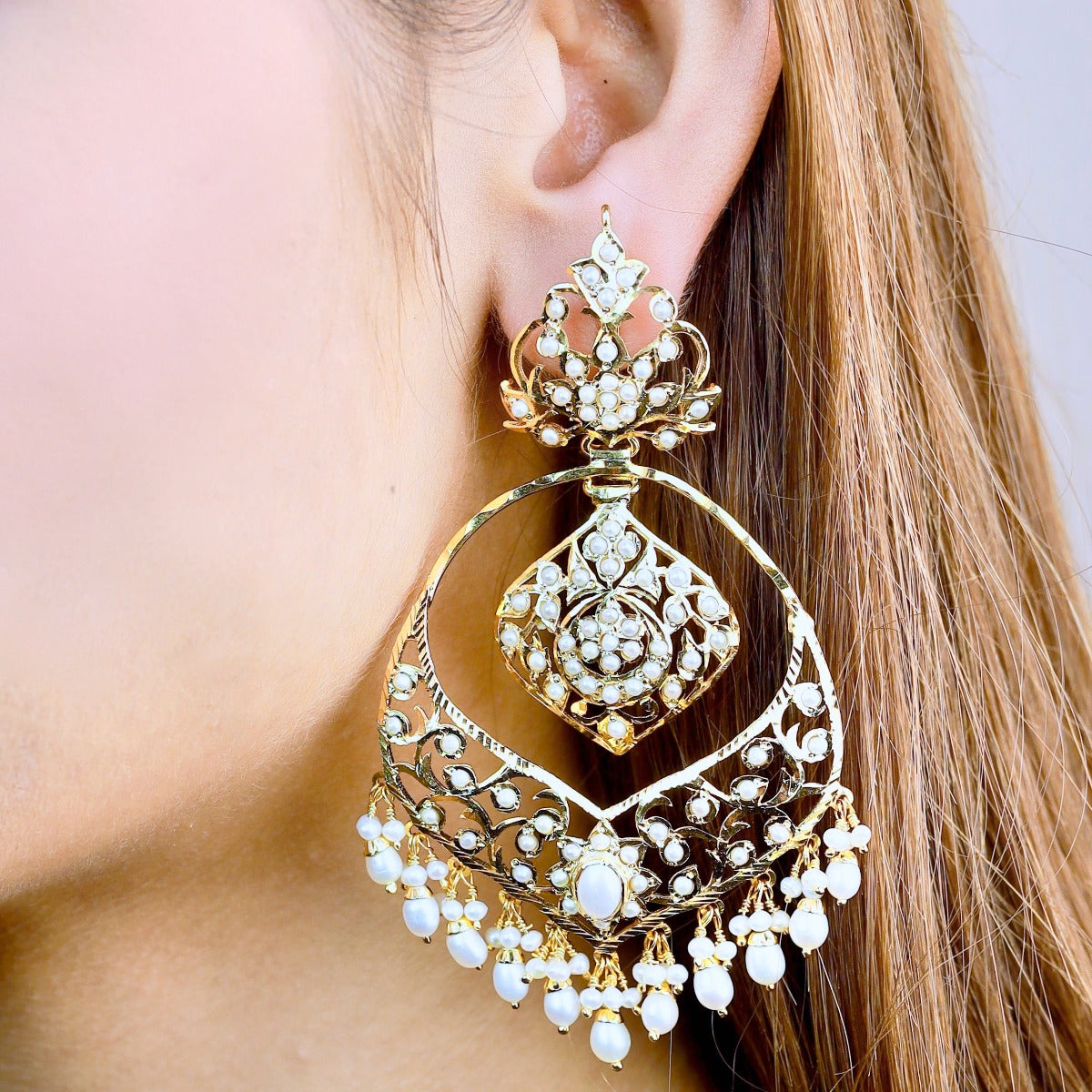 gold brijbala earrings on gold plated silver