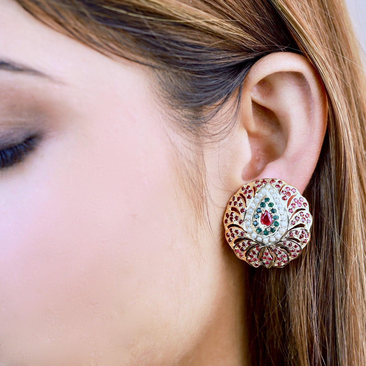 Flower Design Alloy Party Wear Artificial Stud Earrings at Rs 35/pair in  Mumbai