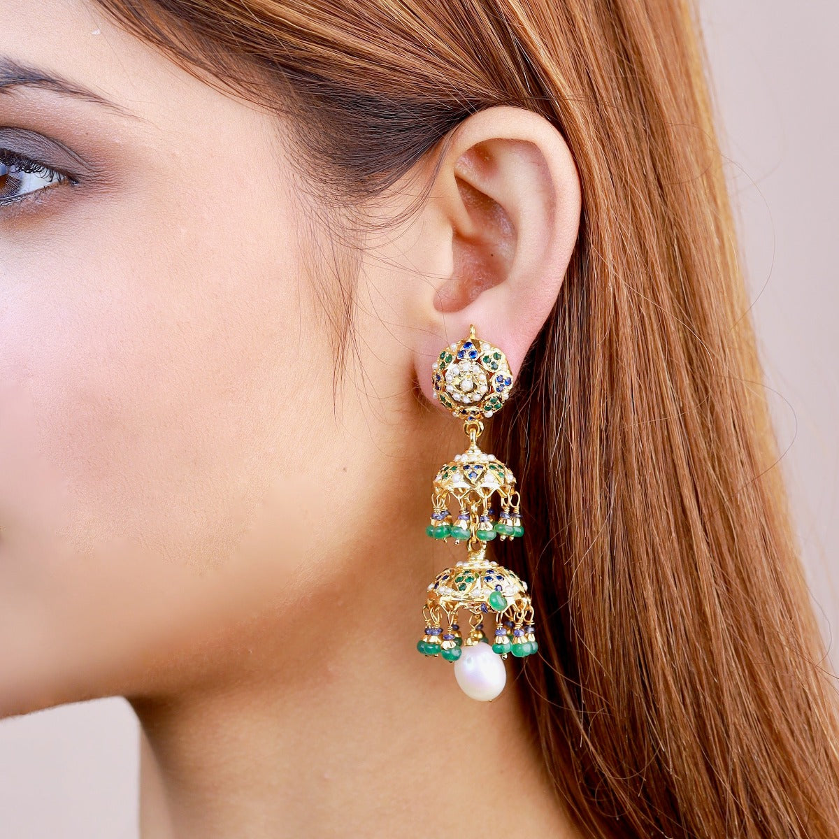 emerald jhumka earrings