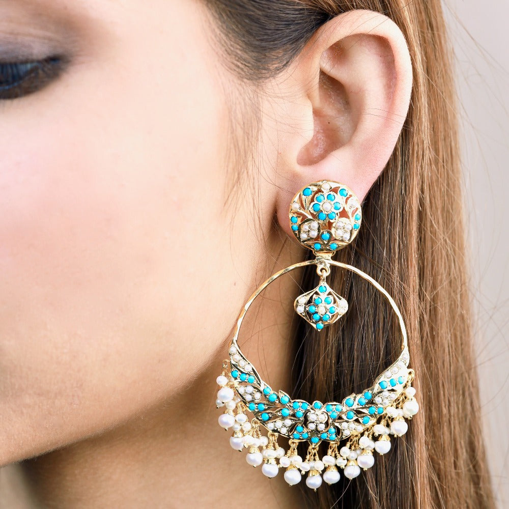Turquoise hoop Earrings 