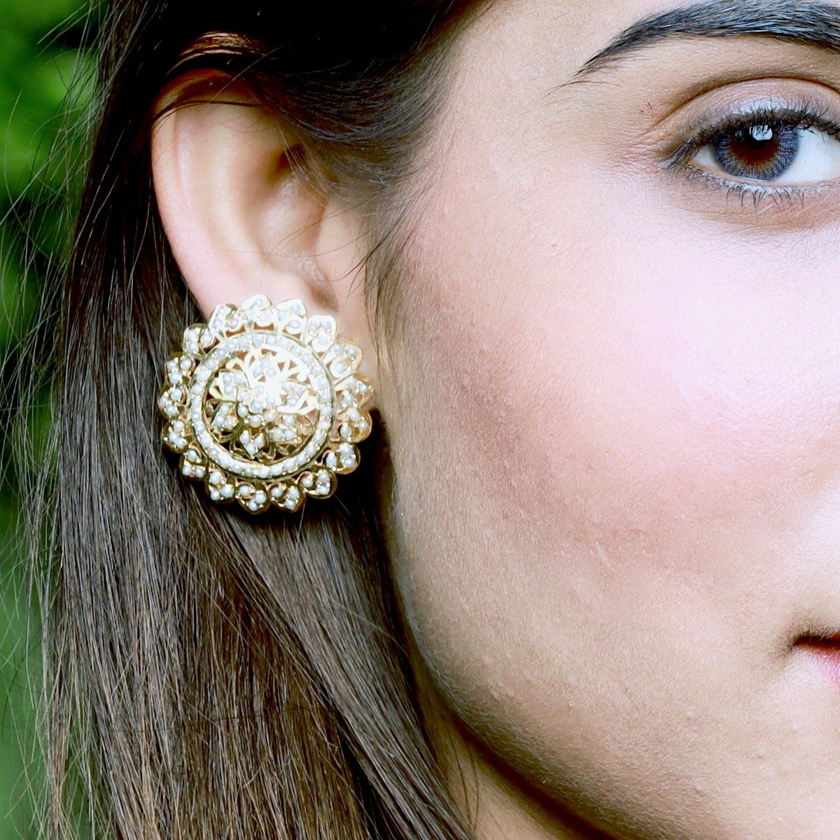 gold polished sterling silver earrings
