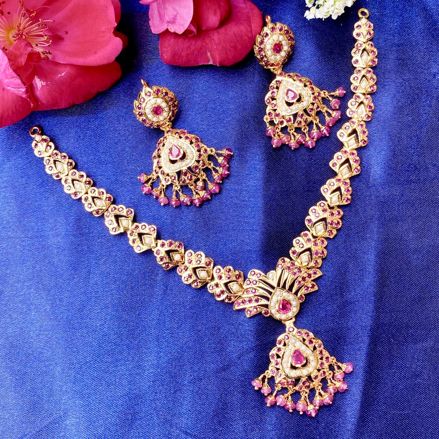 ruby pearl necklace set