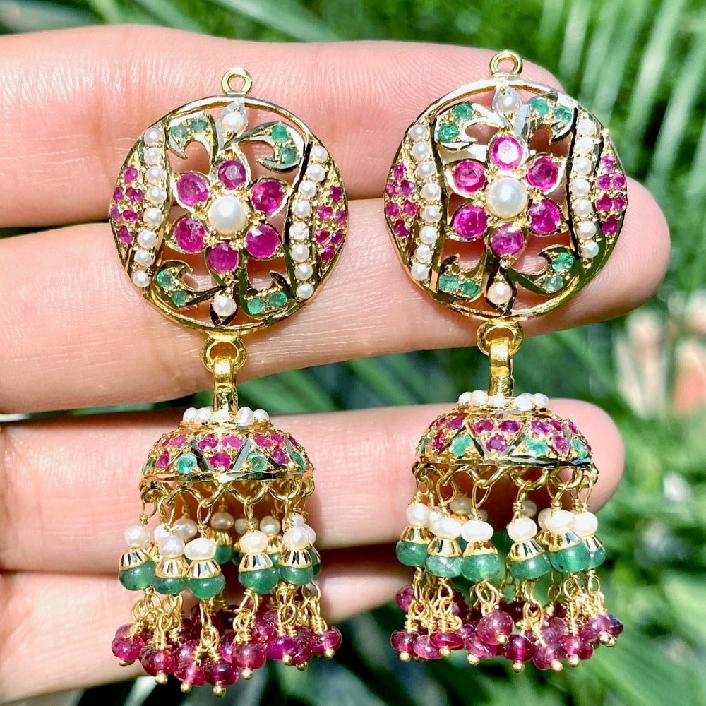 Heavenly Aura Antique Gold Jhumka Earrings