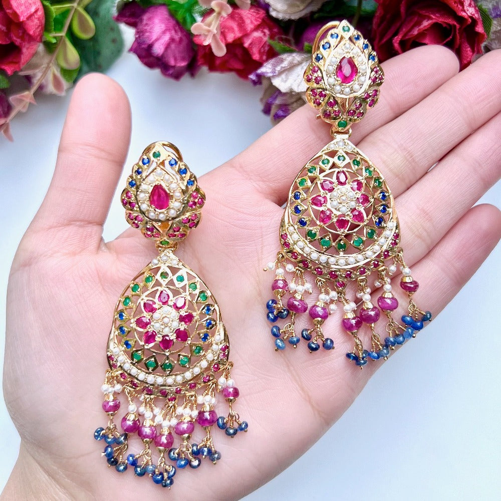 multicolored earrings in silver with gold plating