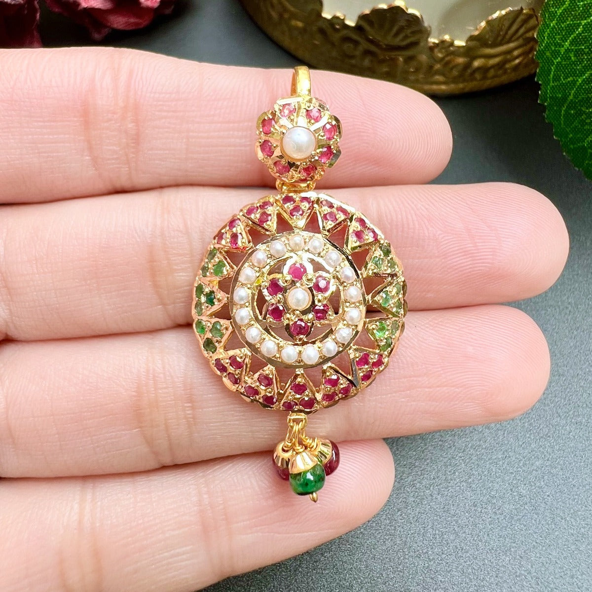 ruby emerald pendant