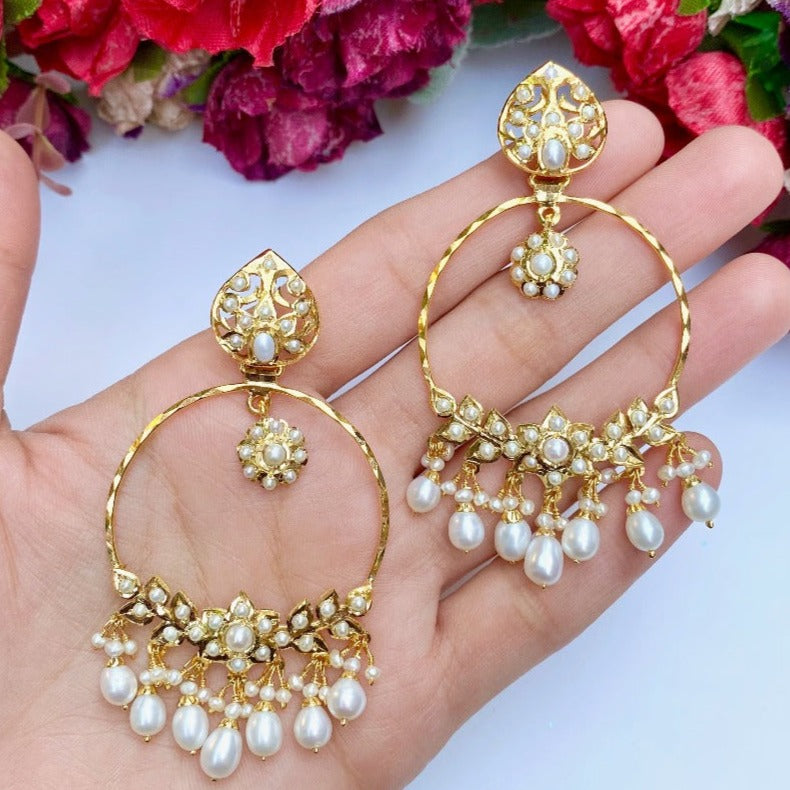 lightweight pearl chandbali earrings