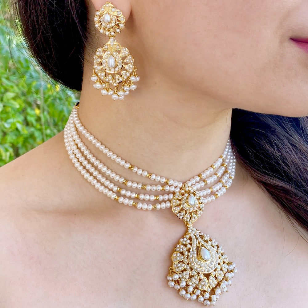 gold plated real pearl set