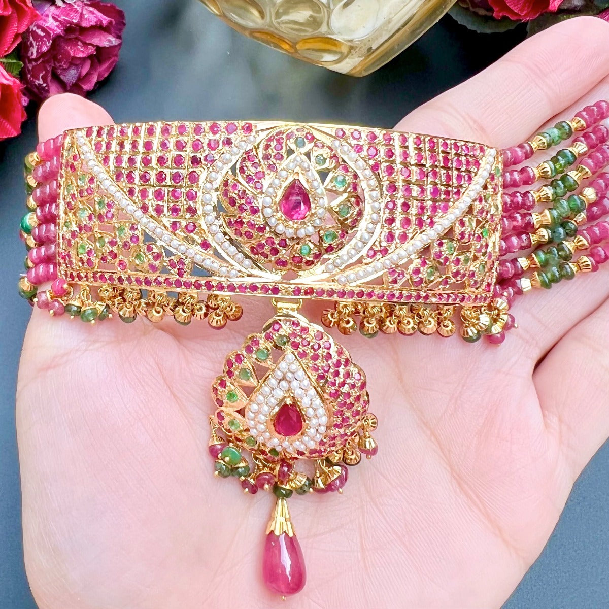 traditional rajputi jewelry for lehenga