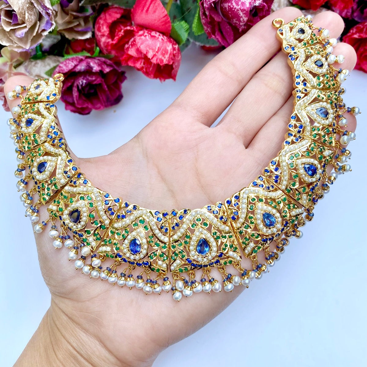 Gold Plated Punjabi Jadau Set | Real Gold Looks Plated Jewelry | NS 091A