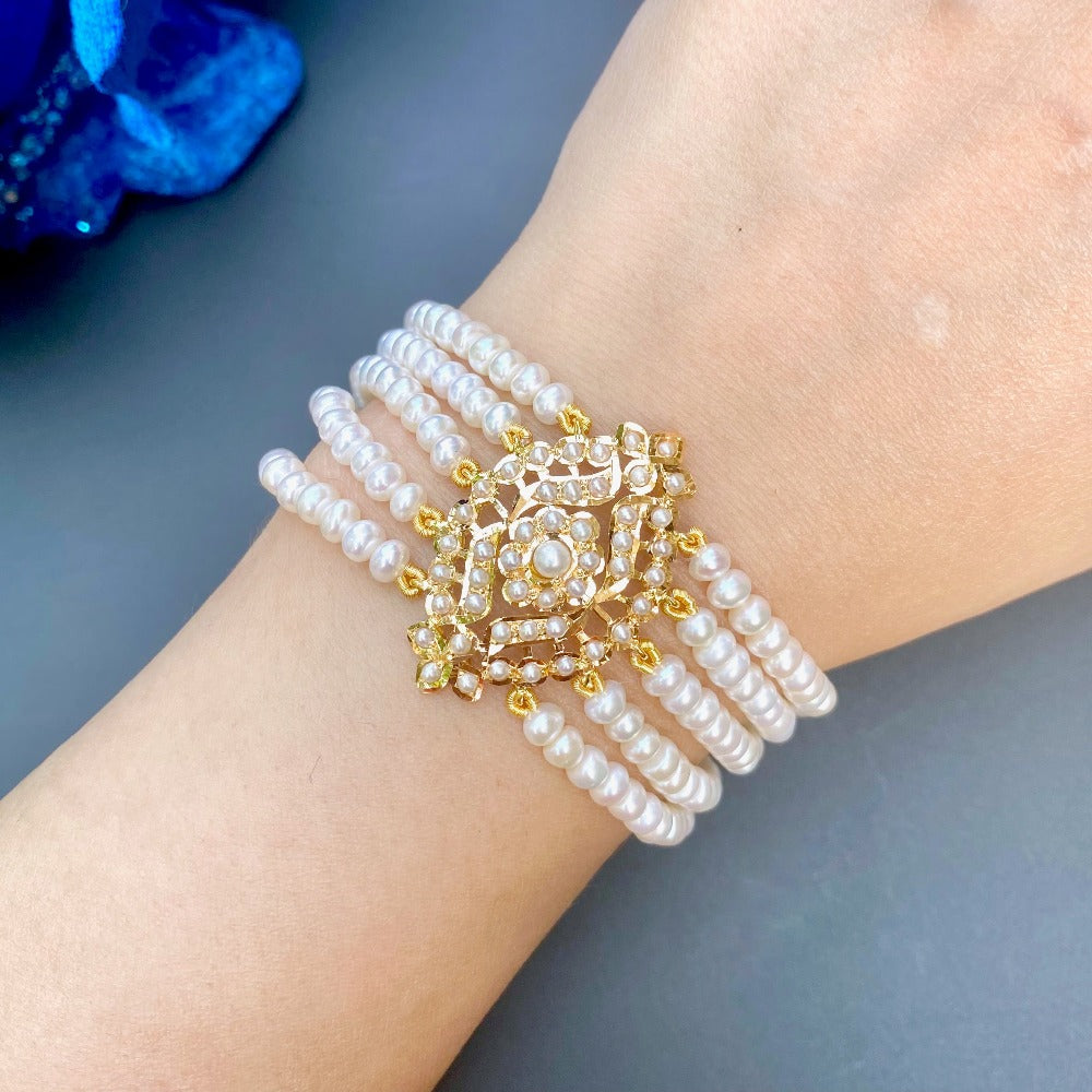 small pearl bracelet for women in 22k gold