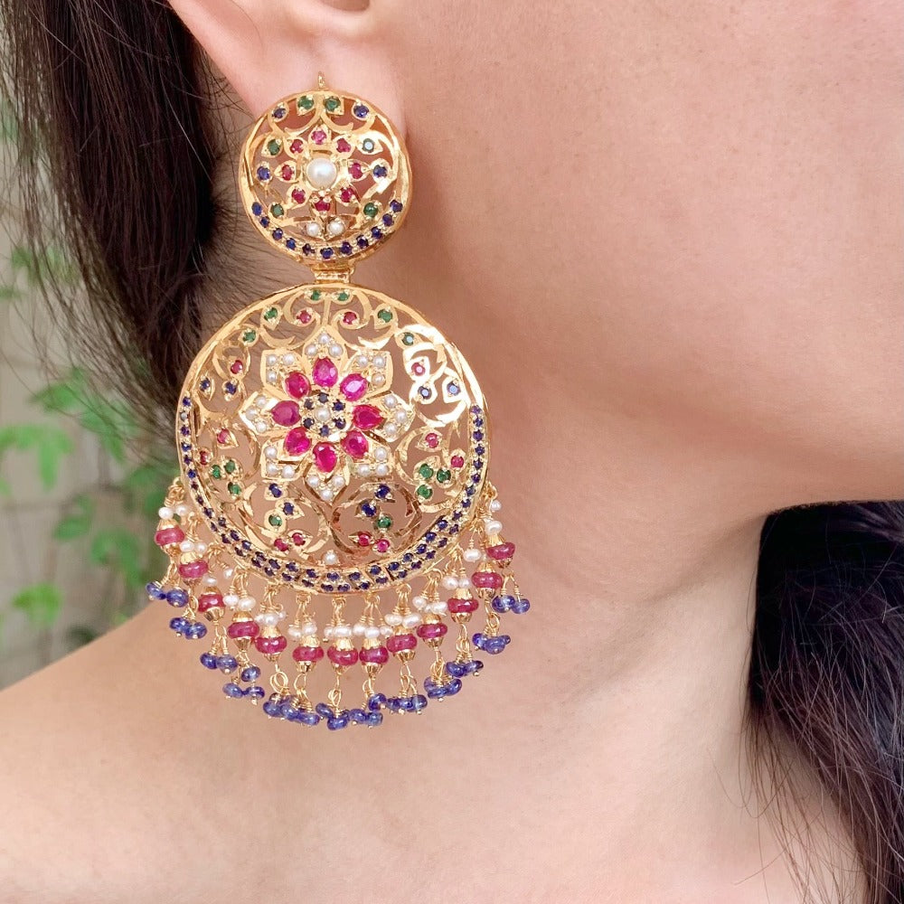 latest design in amritsari jadau earrings