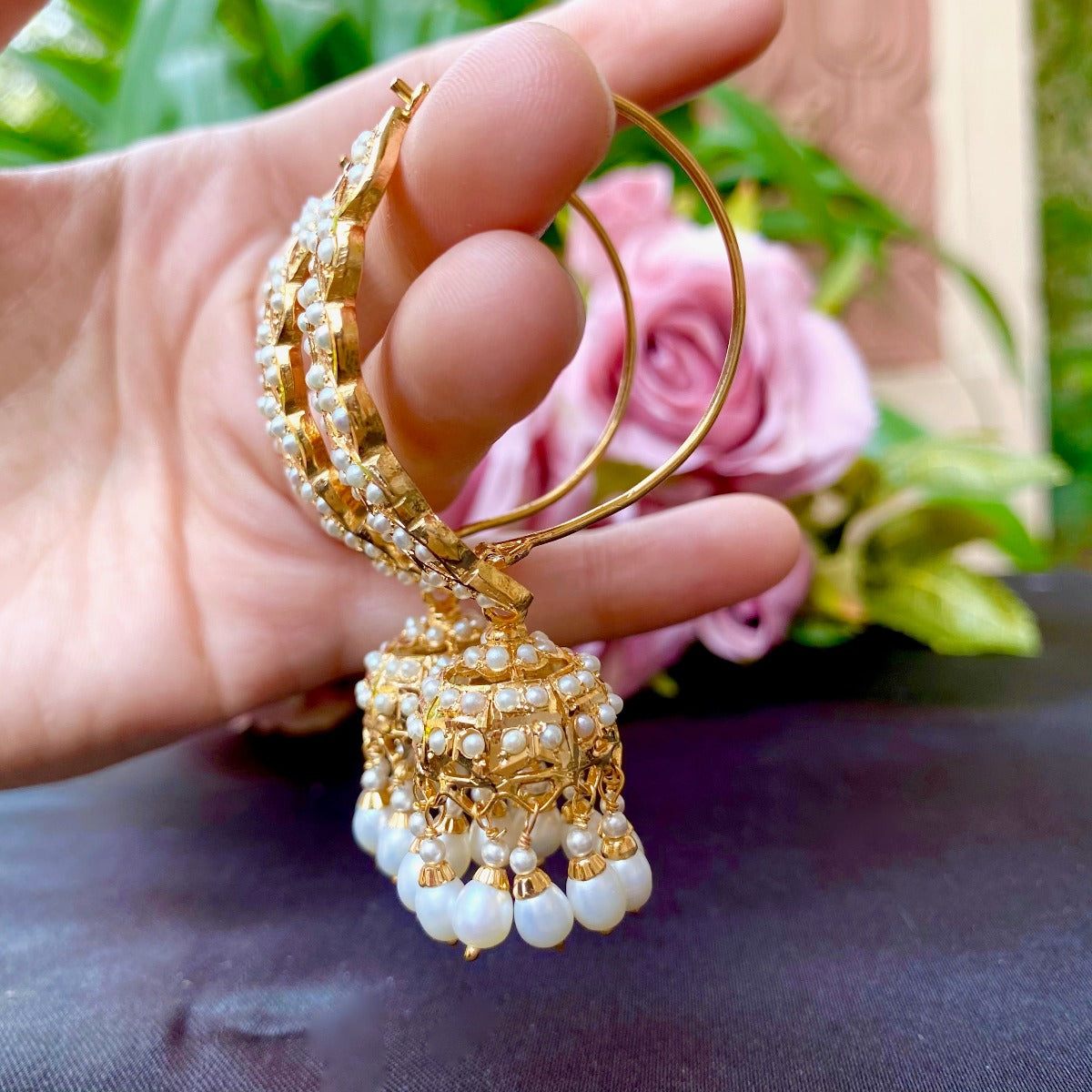 Buy Wedding Long Gold Jadau Double Jhumki Jhumka Earrings/ Large Indian  Ethnic Earrings Jewelry/ Punjabi Pakistani Mughal Muslim Begum Earrings  Jewelry/ Boho Earrings Online at desertcartINDIA