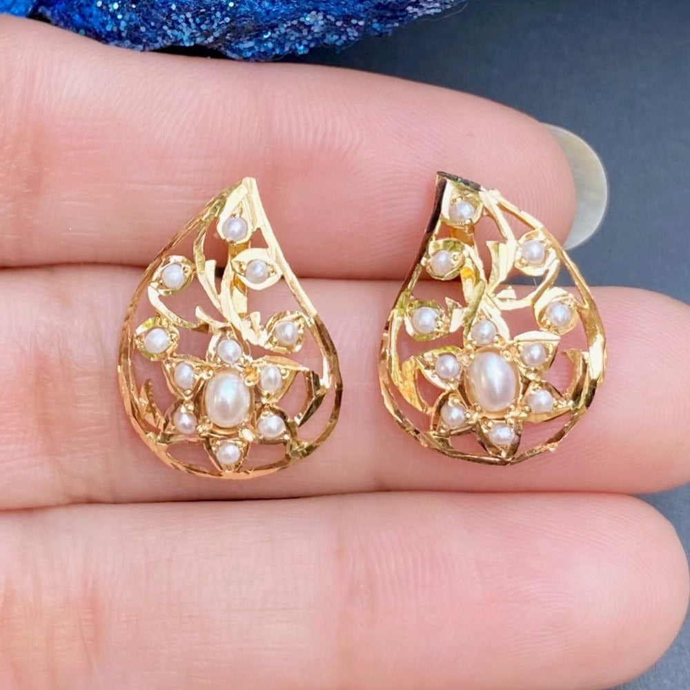 pearl studs for women in gold
