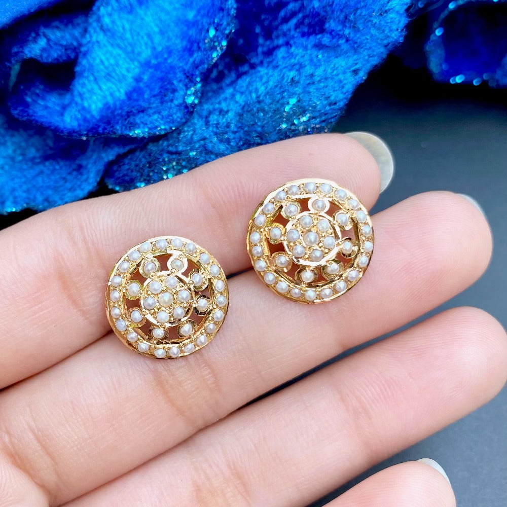 Round Pearl Tops in 22K Gold GER 034