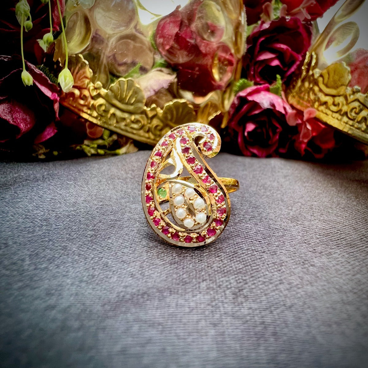 amritsari jadau gold ring