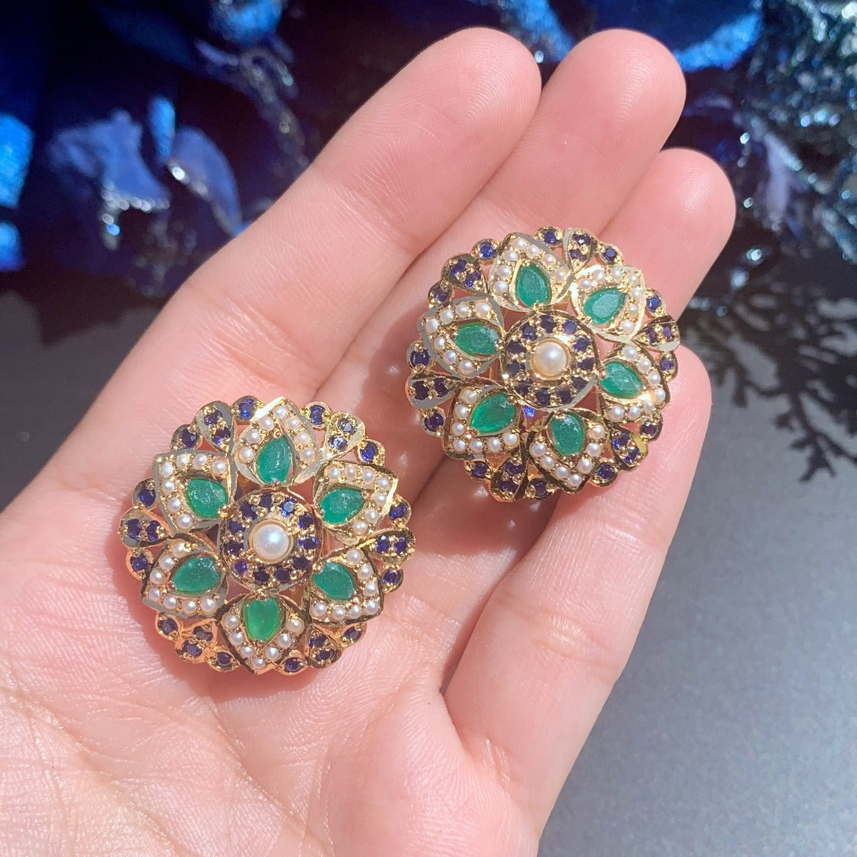 gold plated polki stud earrings