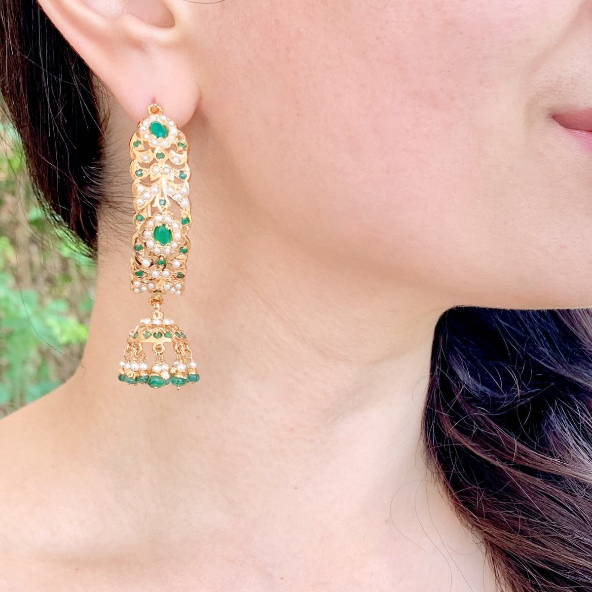 traditional jadau jhumka earrings
