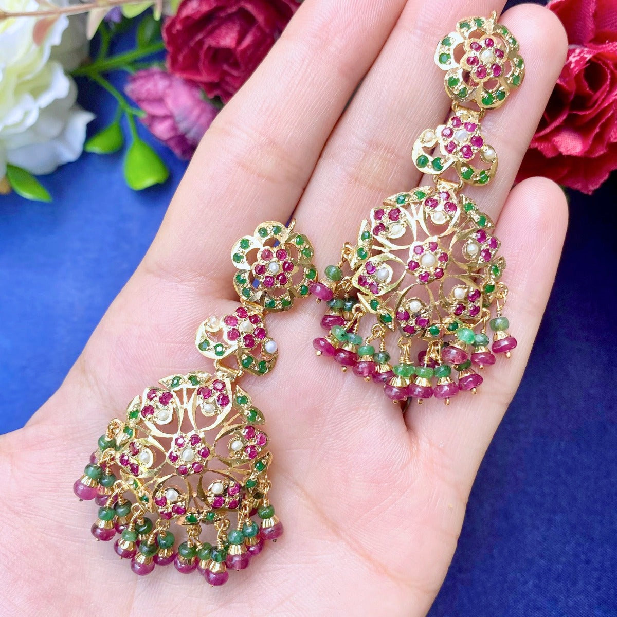 gold earrings jadau