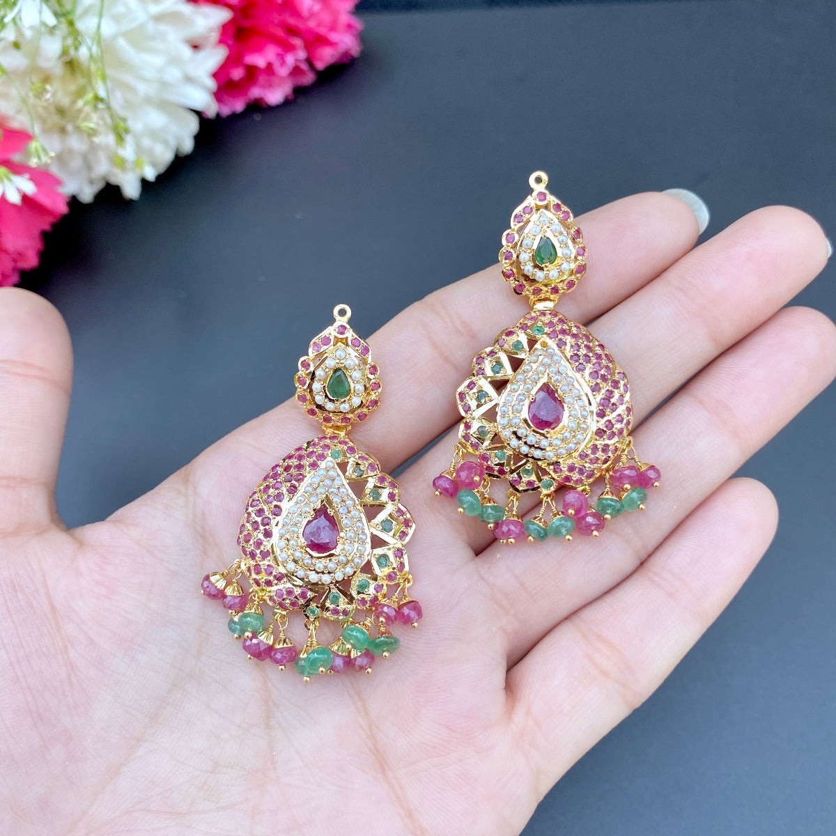 earrings for the mughal necklace