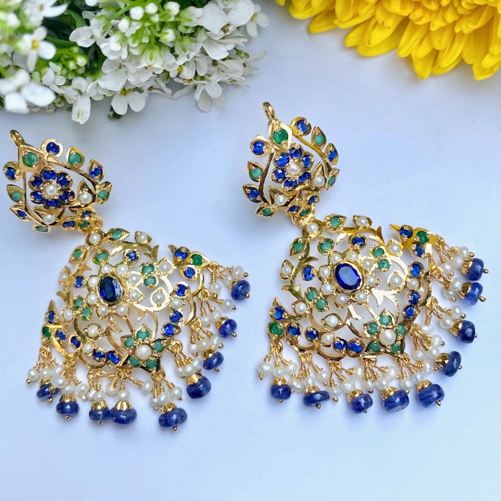 gold plated sapphire earrings