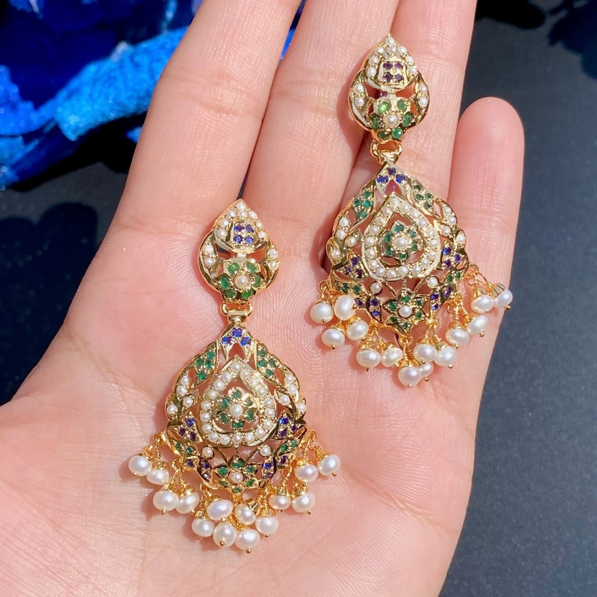 jadau earrings in gold plated silver