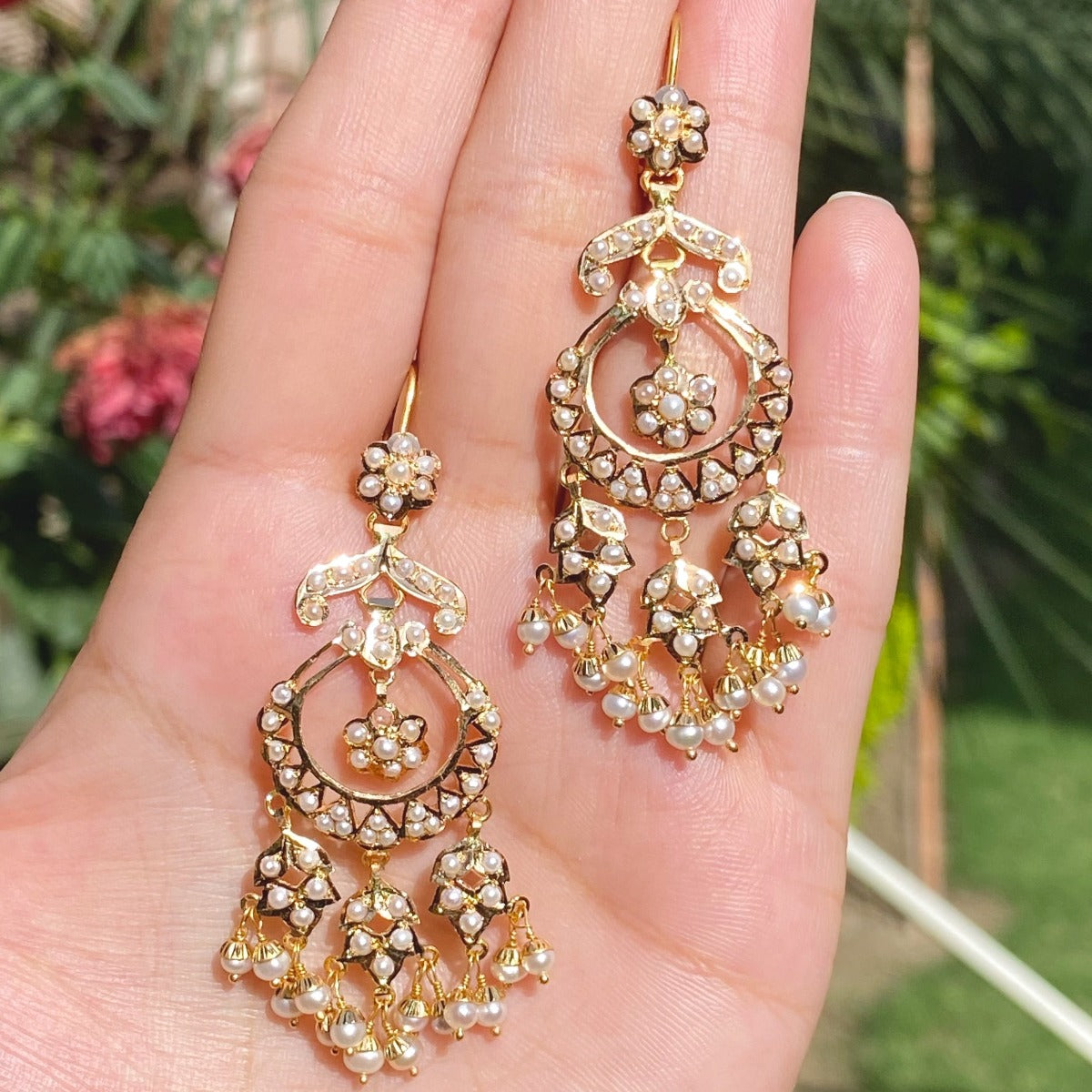 Gold Toned Peacock Design Kempu Chandbali Earrings Kundan