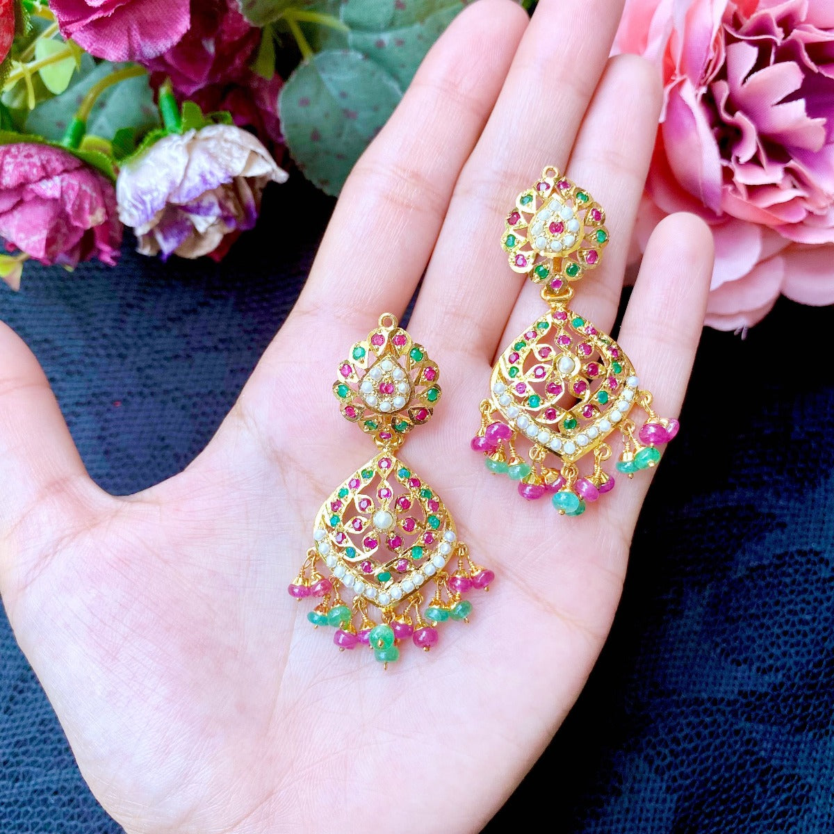 jadau earrings gold plated