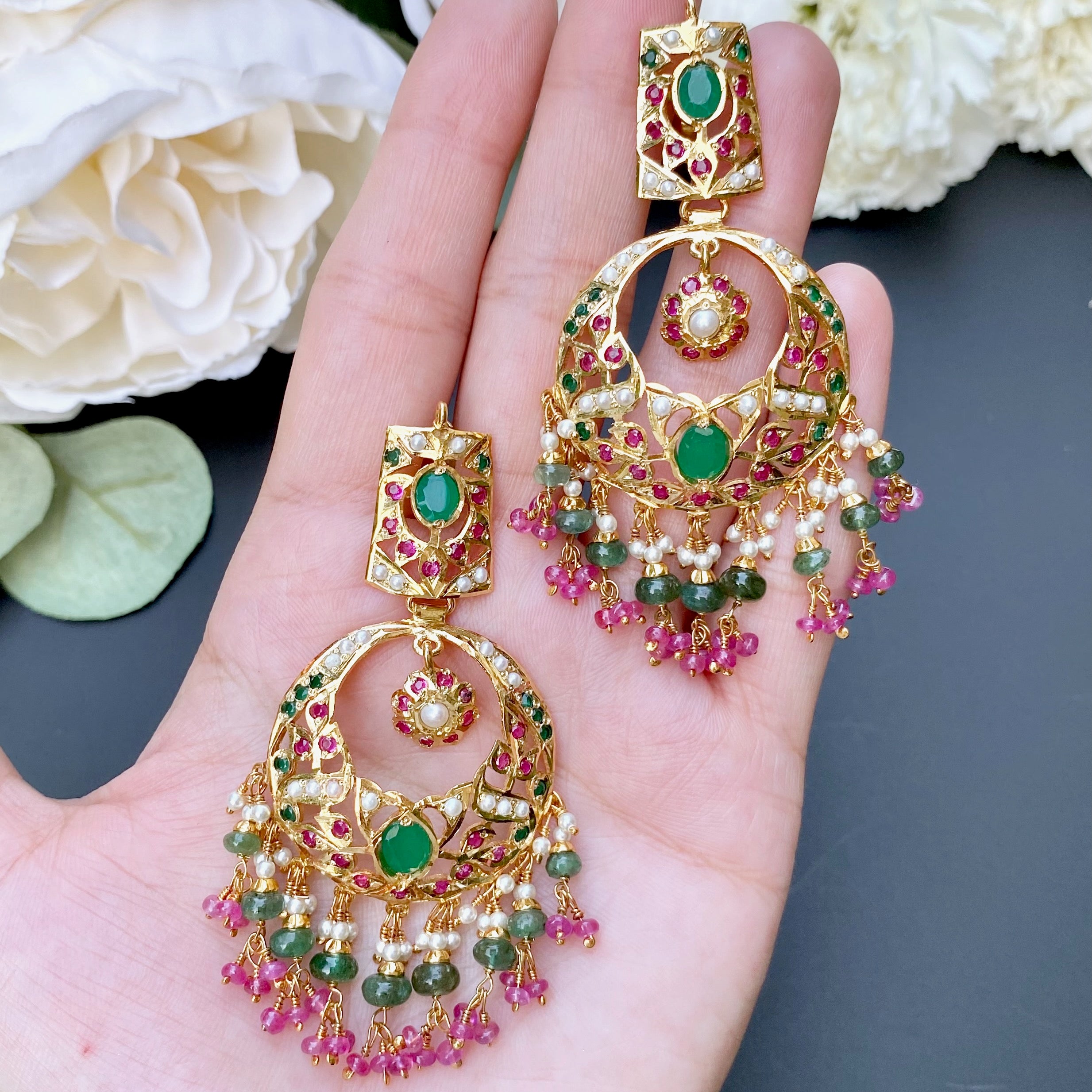 gold plated chandbalis in sterling silver
