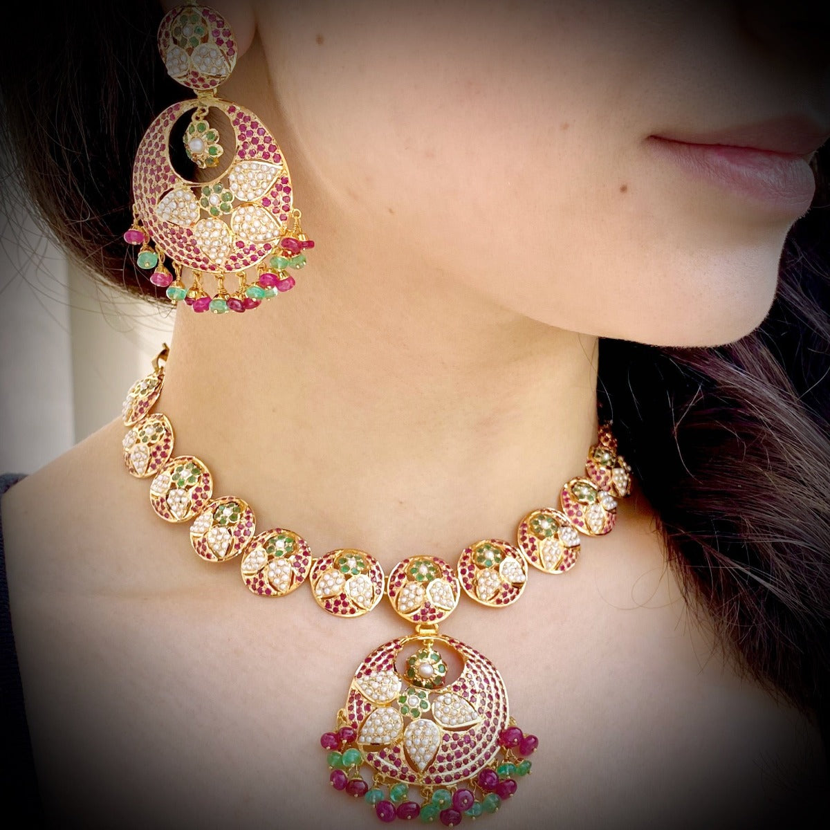 Traditional Gold Chand Bali Drop Earrings