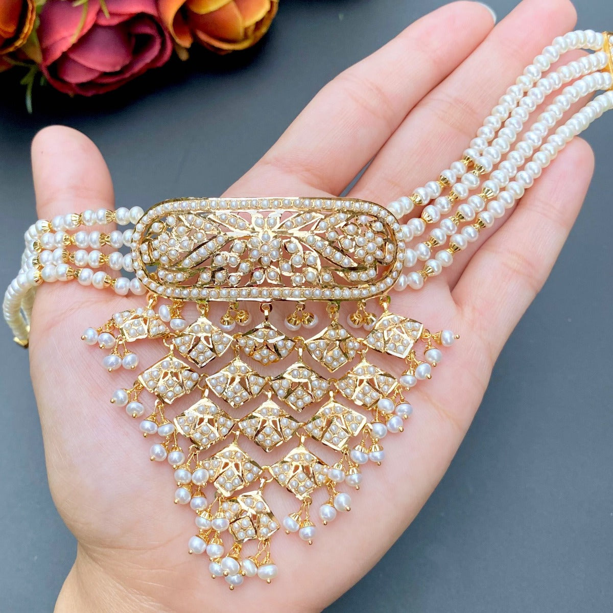 pearl jewellery choker sets